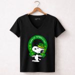 Snoopy Happy St Patricks Day with Shamrocks and Green Hat 5 Womens V Neck1