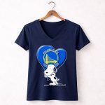 Snoopy Heart Golden State Warriors 5 Womens V Neck