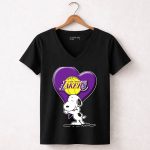 Snoopy Heart Los Angeles Lakers Basketball 6 Womens V Neck