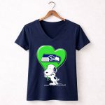 Snoopy Heart Seattle Seahawks Fan 5 Womens V Neck
