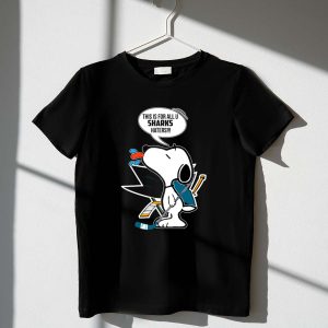 Snoopy Hockey Fan Defends San Jose Sharks Haters with Hockey Stick and Speech Bubble 1 T Shirt.jpg