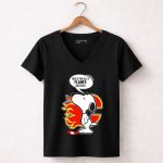 Snoopy Hockey and Calgary Flames Fans This is for All U Flames Haters 7 Womens V Neck.jpg