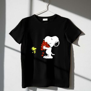 Snoopy Holding Hearts with Woodstock Hugging 1 T Shirt