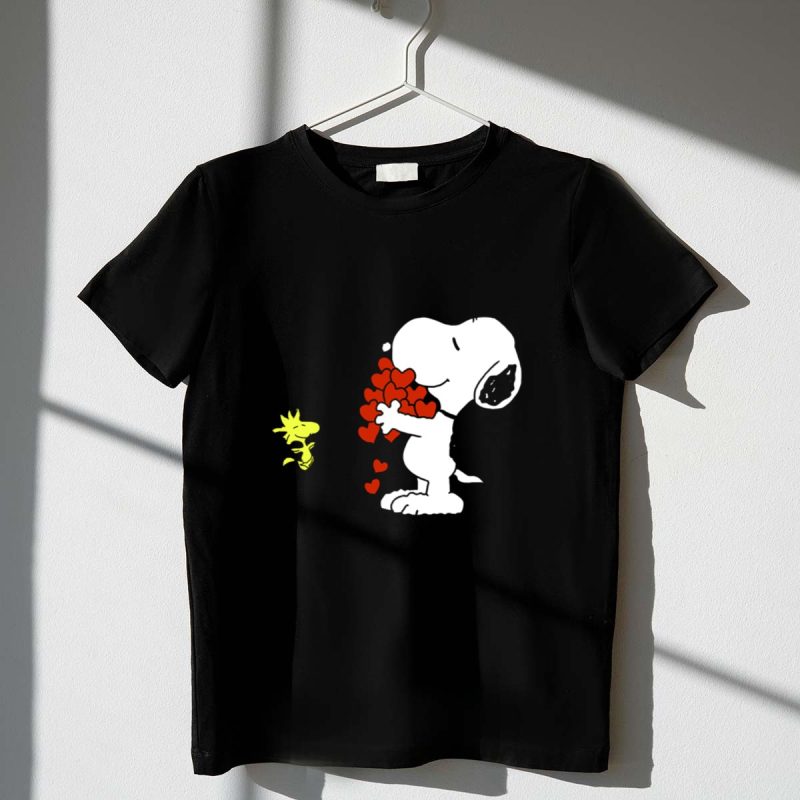 Snoopy Holding Hearts With Woodstock Hugging 1 T Shirt
