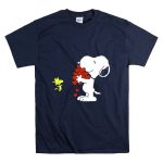 Snoopy Holding Hearts with Woodstock Hugging T Shirt 7