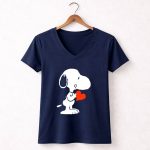 Snoopy Holding Red Heart Peanuts Dog 5 Womens V Neck