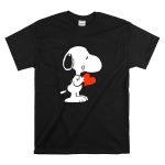 Snoopy Holding Red Heart Peanuts Dog T Shirt 6
