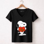 Snoopy Holding Red Heart With I Love U Text 7 Womens V Neck