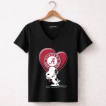 Snoopy Hugging Alabama Crimson Tide Heart 7 Womens V Neck