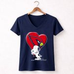 Snoopy Hugging Arizona Cardinals Heart 5 Womens V Neck