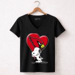Snoopy Hugging Arizona Cardinals Heart 7 Womens V Neck