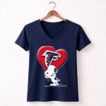 Snoopy Hugging Atlanta Falcons Heart 5 Womens V Neck