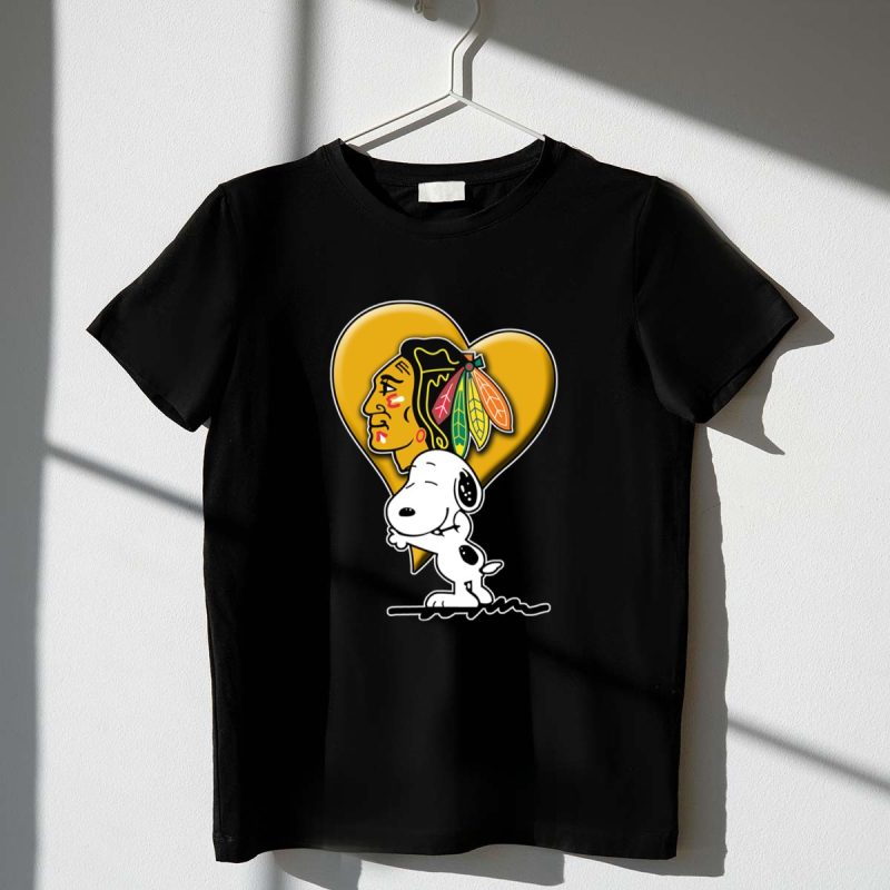 Snoopy Hugging Chicago Blackhawks Heart 1 T Shirt