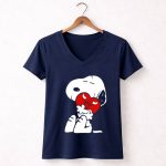 Snoopy Hugging Chicago Bulls Heart 5 Womens V Neck