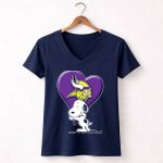 Snoopy Hugging Heart Minnesota Vikings 5 Womens V Neck