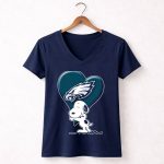 Snoopy Hugging Heart Philadelphia Eagles 5 Womens V Neck