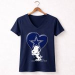 Snoopy Hugging Heart with Dallas Cowboys Star 5 Womens V Neck
