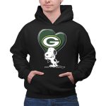 Snoopy Hugging Heart with Green Bay Packers 2 Hoodie
