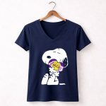 Snoopy Hugging Los Angeles Lakers Basketball 5 Womens V Neck