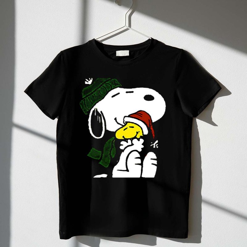 Snoopy Hugging Woodstock Winter Hat Scarf Christmas 1 T Shirt 1.Jpg