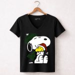 Snoopy Hugging Woodstock Winter Hat Scarf Christmas 7 Womens V Neck 1.jpg