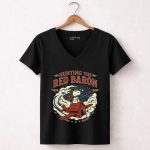 Snoopy Hunting The Red Baron 7 Womens V Neck.jpg