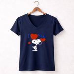 Snoopy I Love You Hearts 5 Womens V Neck