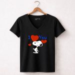 Snoopy I Love You Hearts 7 Womens V Neck
