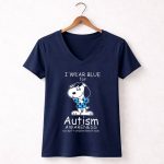 Snoopy I Wear Blue for Autism Awareness Accept Understand Love Peanuts 5 Womens V Neck