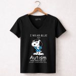 Snoopy I Wear Blue for Autism Awareness Accept Understand Love Peanuts 5 Womens V Neck1