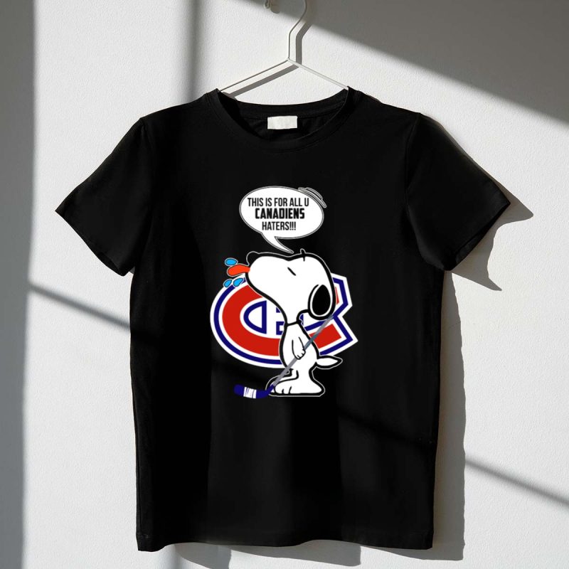 Snoopy Ice Hockey Montreal Canadiens Haters Fans Hockey Stick 1 T Shirt