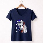 Snoopy Jeep Stars Stripes American Flag Background 5 Womens V Neck