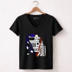 Snoopy Jeep Stars Stripes American Flag Background 7 Womens V Neck