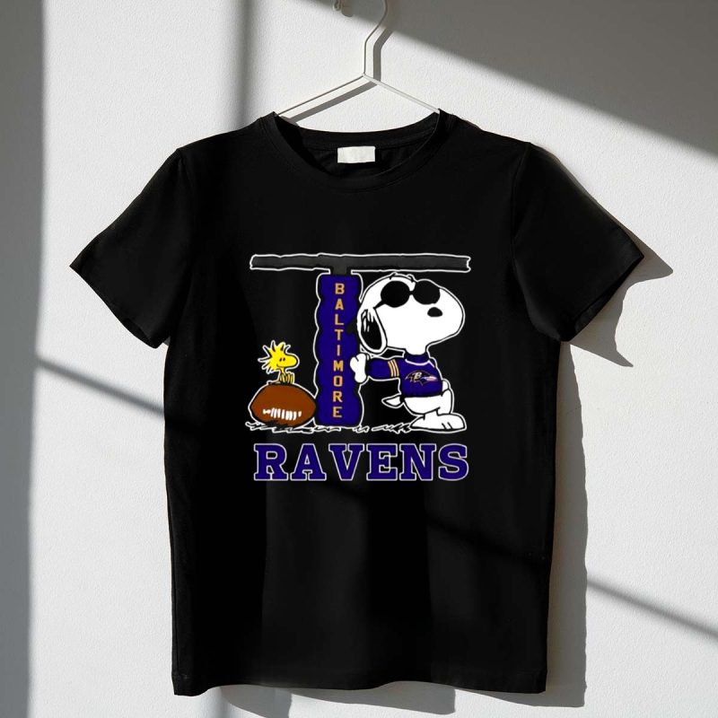 Snoopy Joe Cool And Woodstock The Baltimore Ravens 1 T Shirt