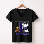 Snoopy Joe Cool And Woodstock The Baltimore Ravens 7 Womens V Neck