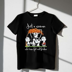 Snoopy Just A Woman Who Loves Fall And Raiders Shirt