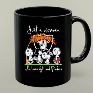 Snoopy Just A Woman Who Loves Fall And Raiders 1 mug.jpg