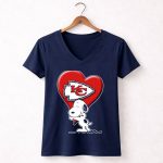 Snoopy Kansas City Chiefs Heart 5 Womens V Neck