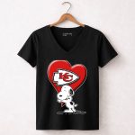 Snoopy Kansas City Chiefs Heart 7 Womens V Neck