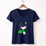 Snoopy Kiss Me 100 Irish St Patricks Day Shamrock Hat Woodstock 5 Womens V Neck