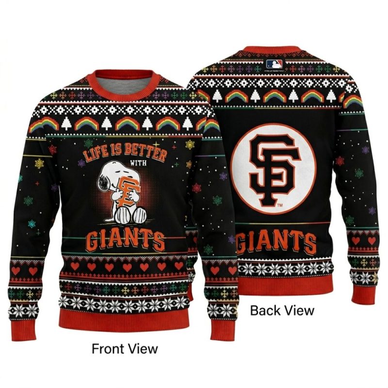 Snoopy Life Is Better With Giants Christmas Ugly Sweater 1.Jpg