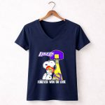 Snoopy Los Angeles Lakers Basketball Forever Win or Lose 5 Womens V Neck