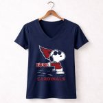 Snoopy Love Cardinals Arizona NFL Football Fandom 5 Womens V Neck