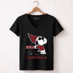 Snoopy Love Cardinals Arizona NFL Football Fandom 7 Womens V Neck