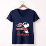Snoopy Love Carolina Hurricanes Peanuts Hockey Fans 5 Womens V Neck.jpg