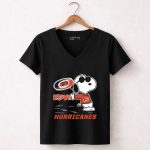 Snoopy Love Carolina Hurricanes Peanuts Hockey Fans 7 Womens V Neck.jpg