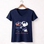 Snoopy Love Columbus Blue Jackets 5 Womens V Neck.jpg