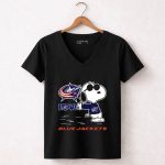 Snoopy Love Columbus Blue Jackets 7 Womens V Neck.jpg