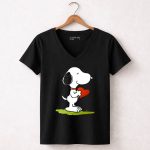 Snoopy Love Heart Hug Peanuts Cartoon 7 Womens V Neck