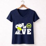 Snoopy Love Michigan Wolverines Peanuts Football 5 Womens V Neck.jpg